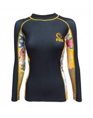 женский рашгард Fuji Sports Women's Kimono Rash Guard Black/Gold