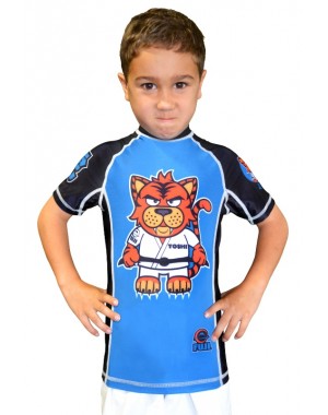 рашгард для детей  FUJI Sports Toshi the Tiger Rash Guard, Kids, Blue/Black, 4425